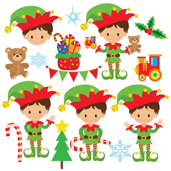 Christmas elf cartoon illustration — Stock Vector