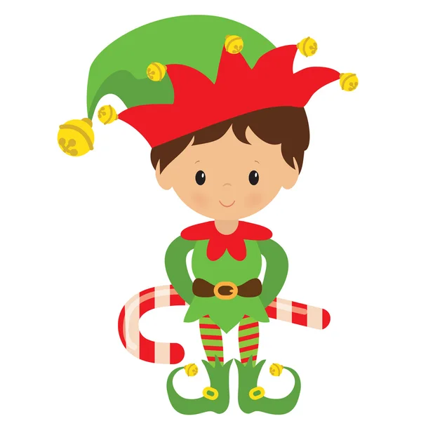 Kerstmis elf cartoon afbeelding — Stockvector