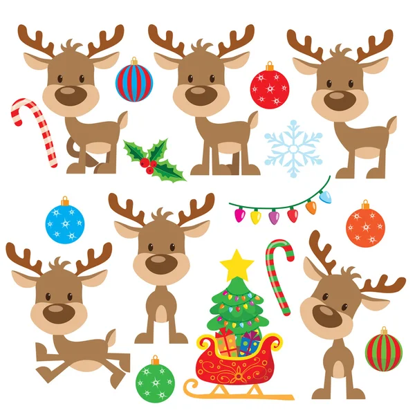Christmas reindeer vector cartoon illustration — Stock Vector