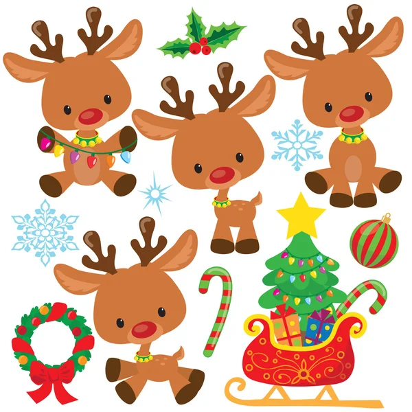 Christmas reindeer vector cartoon illustration — Stock Vector