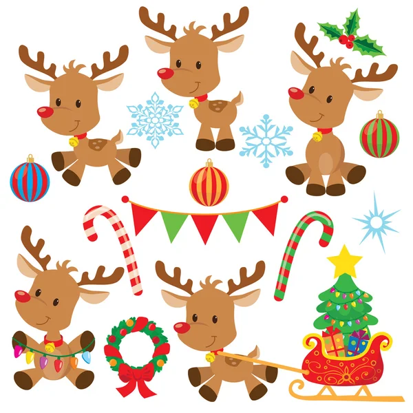 Noel reindeer çizgi film illüstrasyon vektör