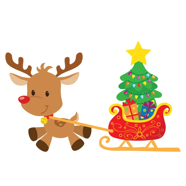 Christmas reindeer vector cartoon illustration — Stock Vector