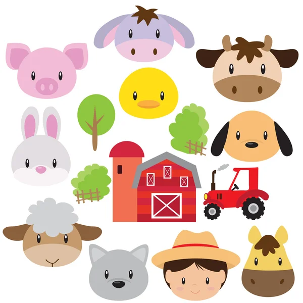 Animales de granja vector ilustración — Vector de stock