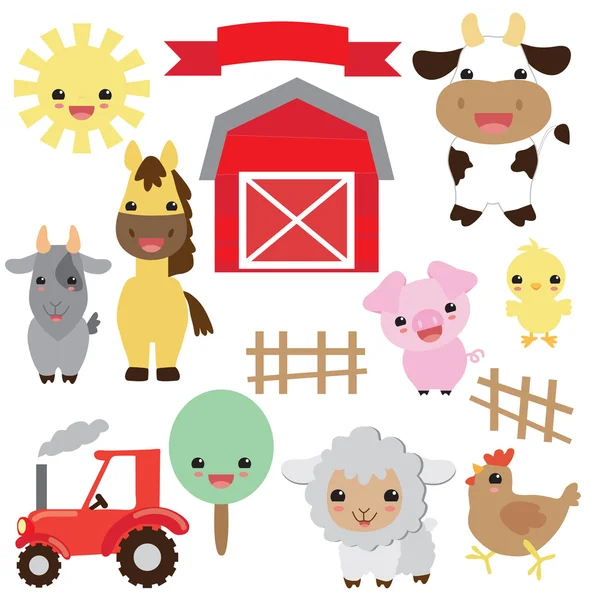 Farm animals vector illustration — Stock Vector