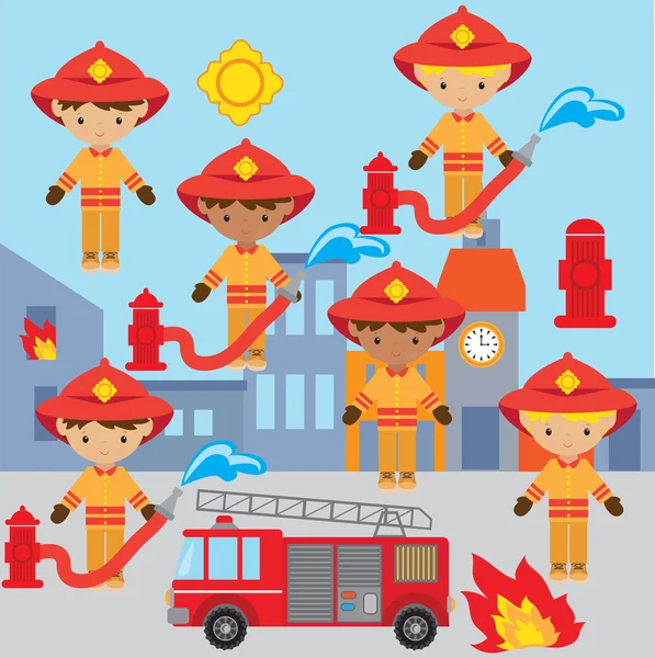 Ilustración vectorial bombero — Vector de stock