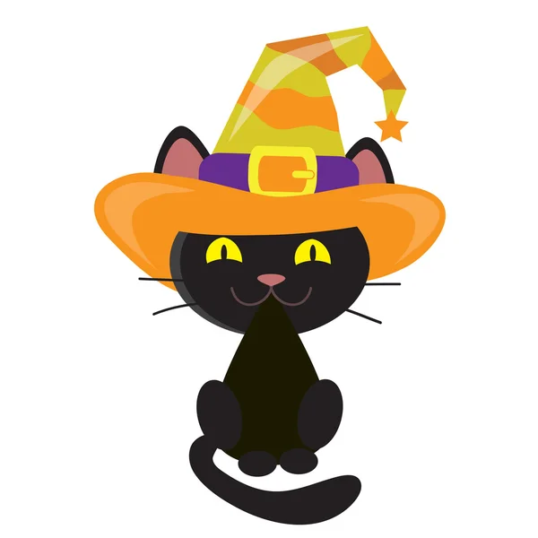 Cadılar Bayramı kedi vektör çizim — Stok Vektör