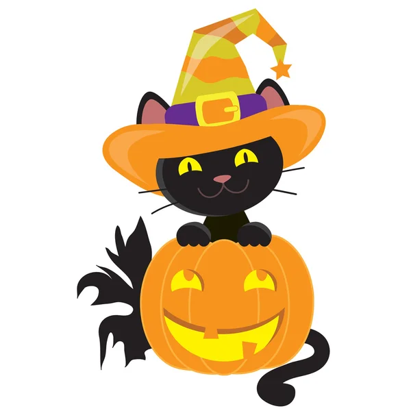 Cadılar Bayramı kedi vektör çizim — Stok Vektör