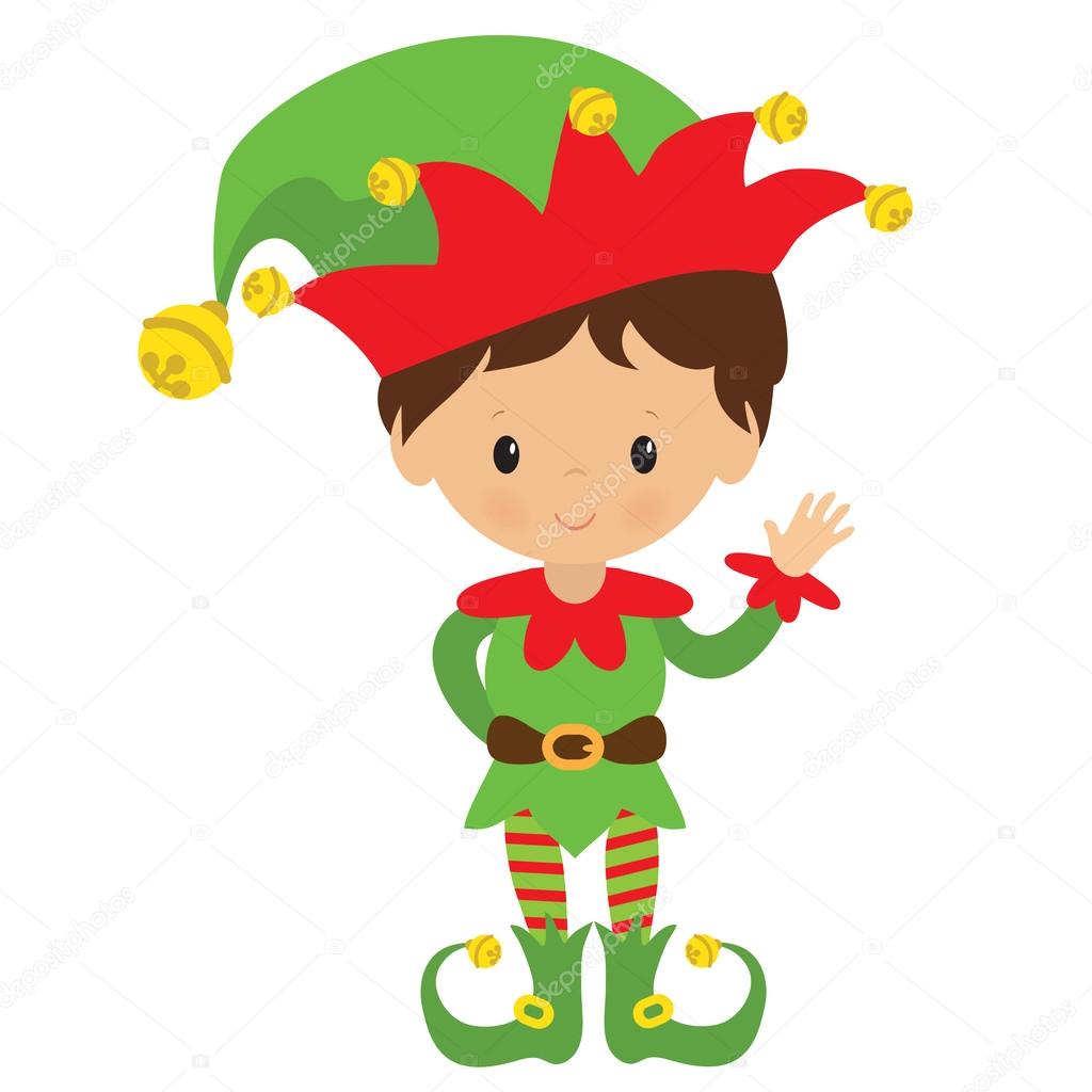Christmas elf cartoon illustration