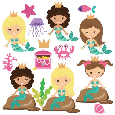 Deniz kızı vektör çizim