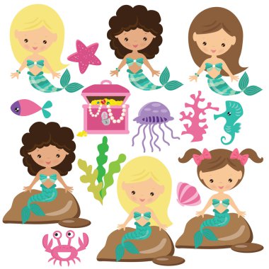 Deniz kızı vektör çizim