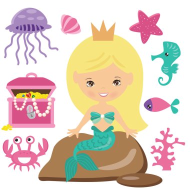 Deniz kızı vektör çizim