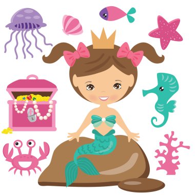 Deniz kızı vektör çizim