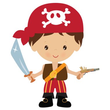 Şirin korsan çocuk vektör çizim