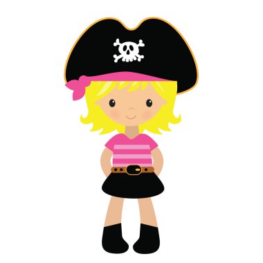Şirin korsan kız vektör çizim