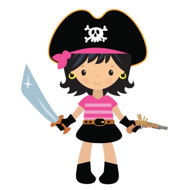 Şirin korsan kız vektör çizim