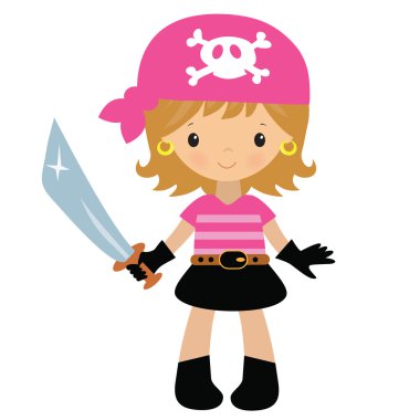 Şirin korsan kız vektör çizim