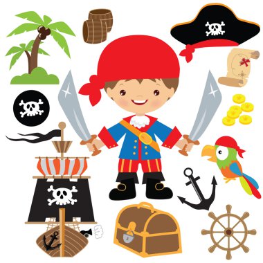 Şirin korsan çocuk vektör çizim