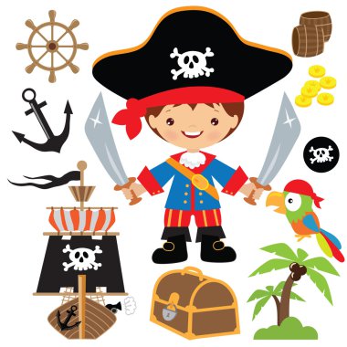 Şirin korsan çocuk vektör çizim