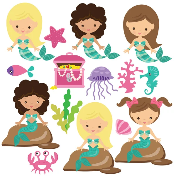 Deniz kızı vektör çizim