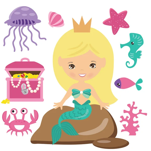 Deniz kızı vektör çizim
