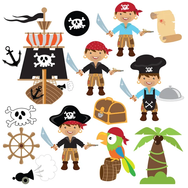 Draguta pirat băiat vector ilustrare — Vector de stoc