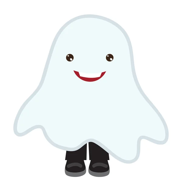 Halloween fantasma ragazzo vettoriale cartone animato illustrazione — Vettoriale Stock