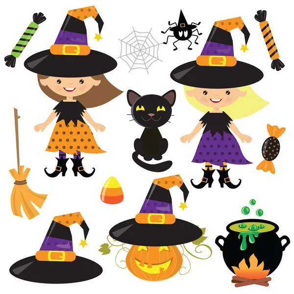 Halloween Hexe Vektor Cartoon-Illustration — Stockvektor