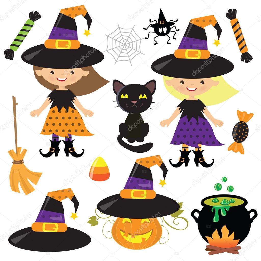 Halloween witch vector cartoon illustration