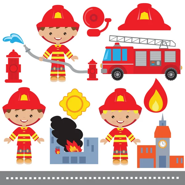 Ilustración vectorial bombero — Vector de stock