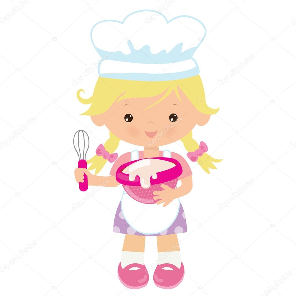 Cute baker girl vector illustration