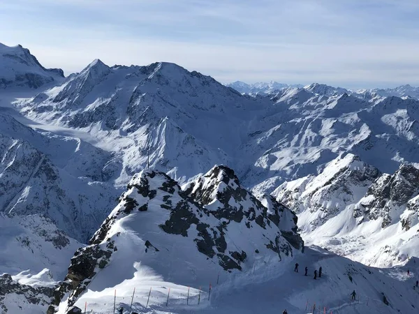 Montanhas Cobertas Neve Verbier Suíça — Fotografia de Stock