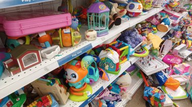 Toronto, ON, Canada - November 27, 2024: View of the toy department in Value Village second-hand store