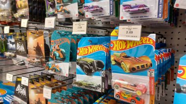 Toronto, ON, Canada - October 5 27, 2025: View the shelves with the toys in the Toys R Us store in Canada