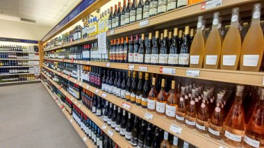 Toronto, ON, Canada -October 5, 2025: Interior view of the alcohol LCBO store in Toronto