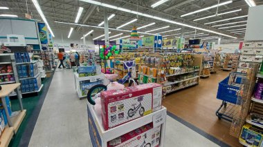 Toronto, ON, Canada - October 5 27, 2025: View the shelves with the toys in the Toys R Us store in Canada