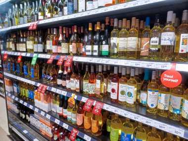 Toronto, ON, Canada - October 5, 2025: View of the liquor department aisle in the store.
