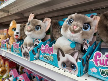 Toronto, ON, Canada - October 5 27, 2025: View the shelves with the toys in the Toys R Us store in Canada