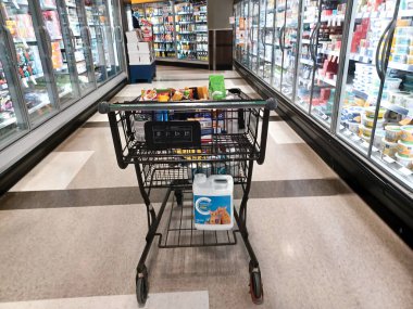 Toronto, ON, Canada - October 5, 2025: View of the grocery department aisle in the Canadian store.