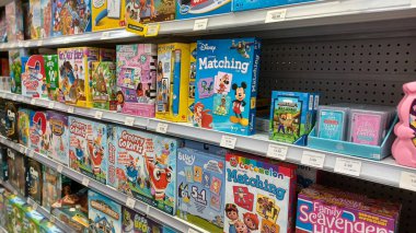 Toronto, ON, Canada - October 5 27, 2025: View the shelves with the toys in the Toys R Us store in Canada