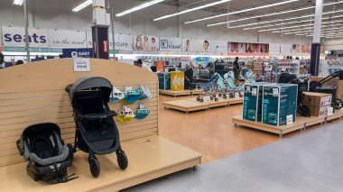 Toronto, ON, Canada - October 5 27, 2025: View the shelves with the toys in the Toys R Us store in Canada