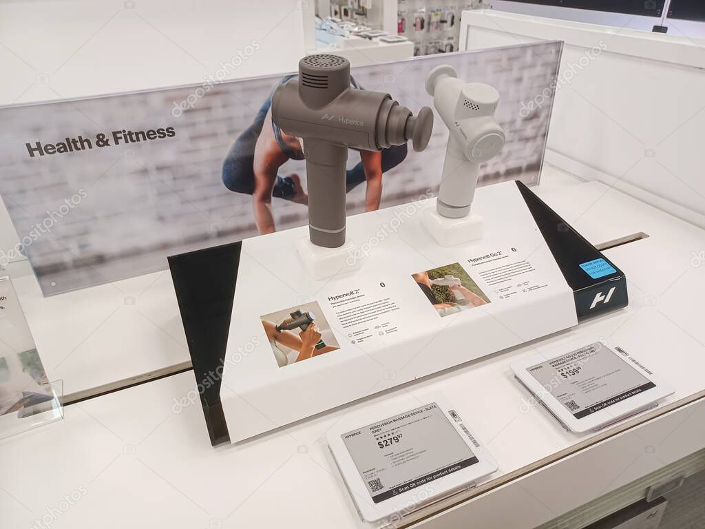 Toronto, ON, Canada - October 5, 2025: View the shelves with the electronics in the Best Buy store