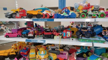 Toronto, ON, Canada - October 5, 2025: View of the toy department in Value Village second-hand store