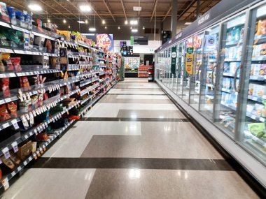 Toronto, ON, Canada - October 5, 2025: View of the grocery department aisle in the Canadian store.