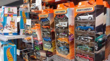 Toronto, ON, Canada - October 5 27, 2025: View the shelves with the toys in the Toys R Us store in Canada