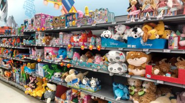 Toronto, ON, Canada - October 5 27, 2025: View the shelves with the toys in the Toys R Us store in Canada