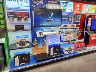 Toronto, ON, Canada - October 5, 2025: View the shelves with the electronics in the Best Buy store