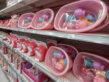 Toronto, ON, Canada - October 5 27, 2025: View the shelves with the toys in the Toys R Us store in Canada