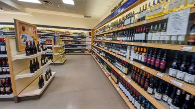 Toronto, ON, Canada -October 5, 2025: Interior view of the alcohol LCBO store in Toronto