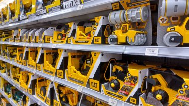 Toronto, ON, Canada - October 5 27, 2025: View the shelves with the toys in the Toys R Us store in Canada