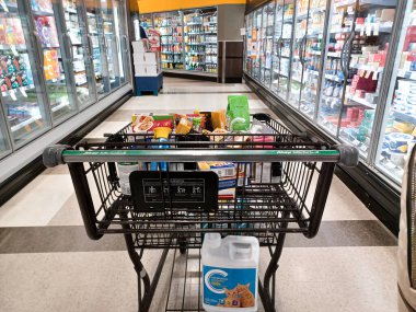 Toronto, ON, Canada - October 5, 2025: View of the grocery department aisle in the Canadian store.